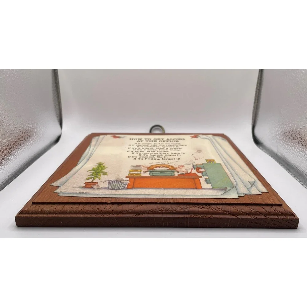 Hallmark Plaque Small Brown 1980 Office Humor Vintage Wood Art DE8046 Gift